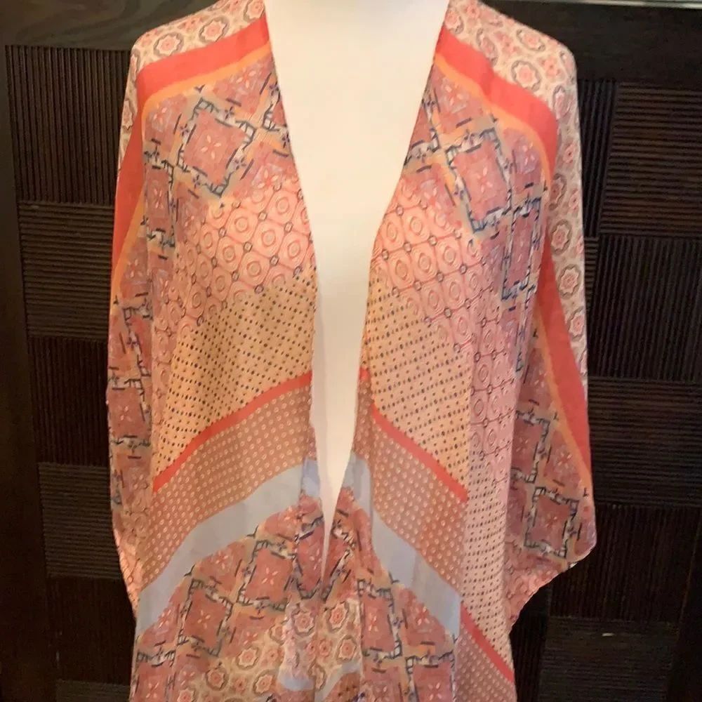 Woven heart kimono duster with tassels
